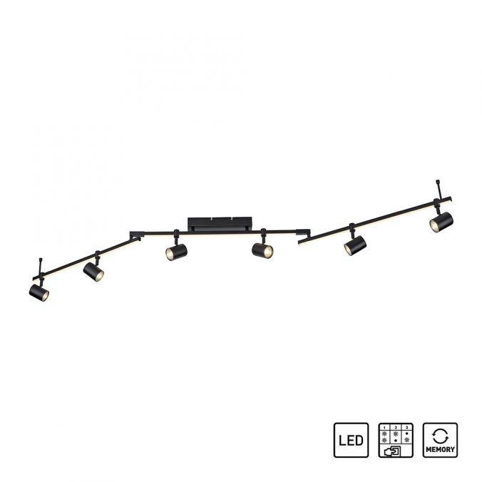 PN 6526-18 BARIK LED stropní svítidlo 6-ramenné LED černá otočné s paměťovou funkcí 3000K - PAUL NEUHAUS