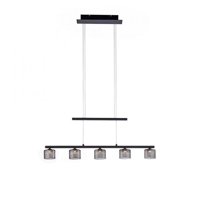 PN 2209-18 HYDRA LED závěsné svítidlo, černá, 5 ramenné, nastavitelná výška, nad jídelní stůl 3000K - PAUL NEUHAUS