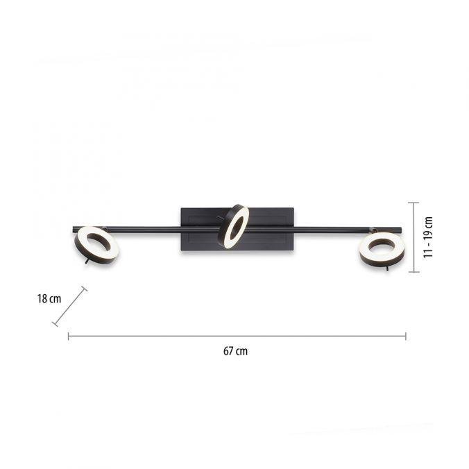 PN 6785-13 SILEDA LED stropní svítidlo 3 ramenné antracit, otočné, IP44 teplá bílá 3000K - PAUL NEUHAUS (obrázek 6)