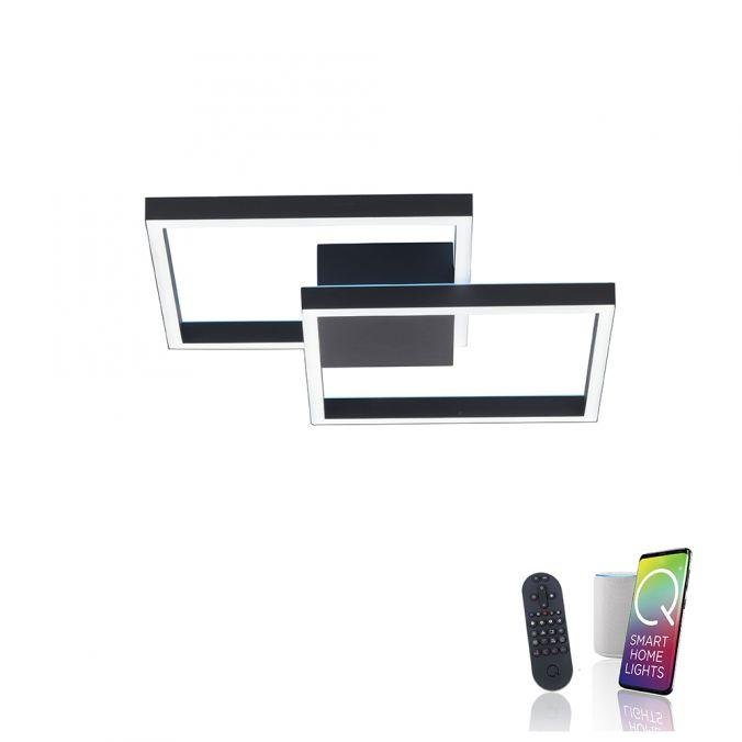 PN 6144-18 Q-MARKO LED stropní svítidlo Smart Home, černá, hranaté ZigBee RGB+2700-5000K - PAUL NEUHAUS
