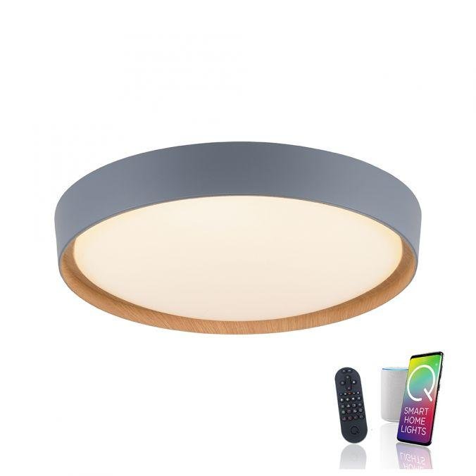 PN 6118-15 Q-EMILIA Stropní svítidlo Smart Home šedá, imitace dřeva, stmívatelné ZigBee 2700-5000K - PAUL NEUHAUS