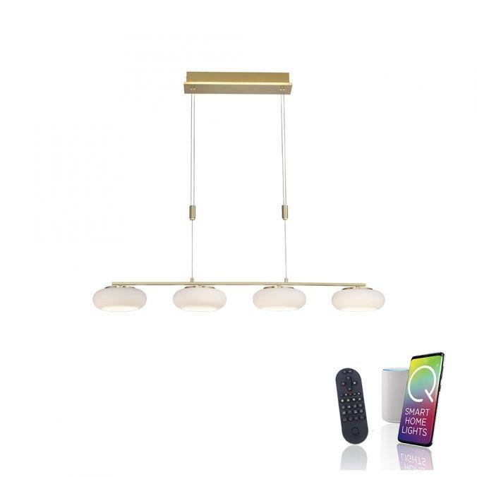 PN 2079-60 Q ETIENNE závěsné svítidlo Smart Home, mosaz, podlouhlé, 4 ramenné ZigBee 2700-5000K - PAUL NEUHAUS