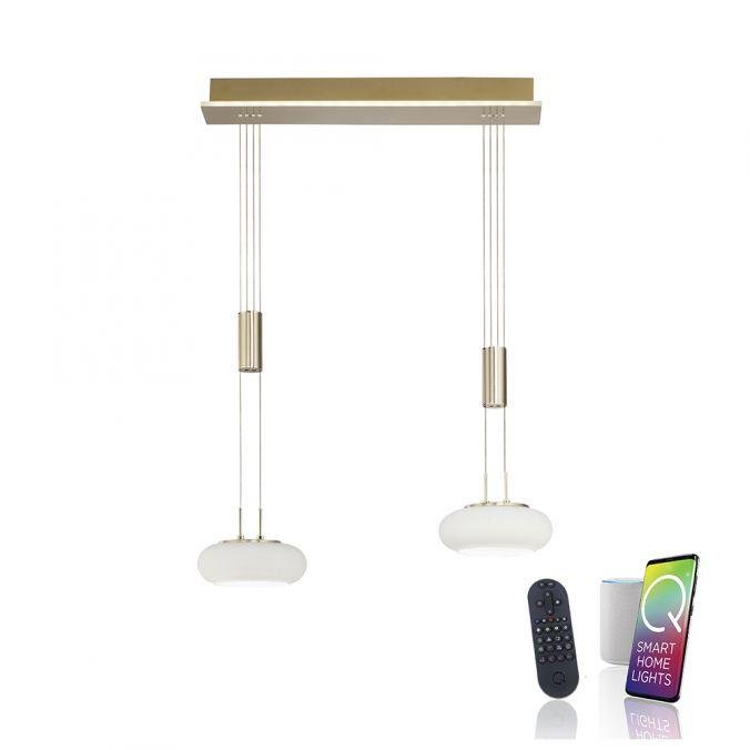 PN 2076-60 Q ETIENNE závěsné svítidlo Smart Home, mosaz, 2 ramenné ZigBee 2700-5000K - PAUL NEUHAUS