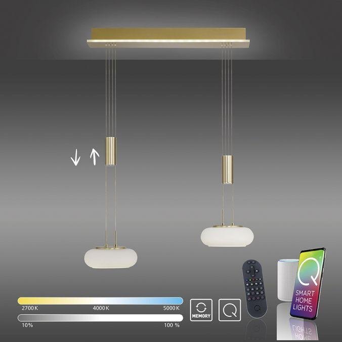 PN 2076-60 Q ETIENNE závěsné svítidlo Smart Home, mosaz, 2 ramenné ZigBee 2700-5000K - PAUL NEUHAUS (obrázek 8)