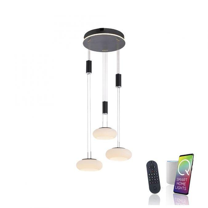 PN 2078-18 Q-ETIENNE Q závěsné svítidlo Smart Home, černá, kruhové, 3 ramenné ZigBee 2700-5000K - PAUL NEUHAUS