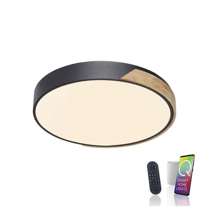 PN 6071-18 Q BILA LED stropní svítidlo Smart Home, pravé dřevo, stmívatelné ZigBee 2700-5000K - PAUL NEUHAUS