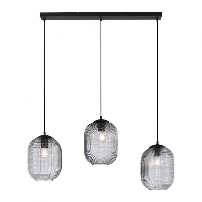 Levně PN 2001-25 SHITAKE LED závěsné svítidlo, kouřové sklo, 3 ramenné, retro design, oválné - PAUL NEUHAUS