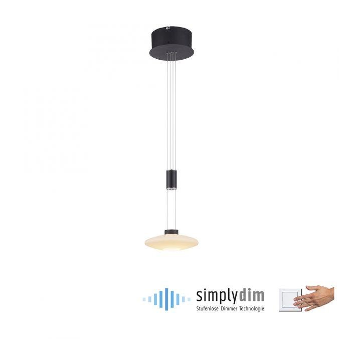 PN 2080-18 LAUTADA LED závěsné svítidlo 1 ramenné kruhové, černá, stmívatelné, nastavitelná výška SimplyDim 3000K - PAUL NEUHAUS