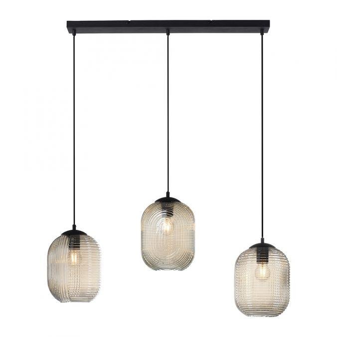 PN 2001-27 SHITAKE LED závěsné svítidlo, 3 ramenné, barva jantar, retro styl, skleněné stínidlo - PAUL NEUHAUS