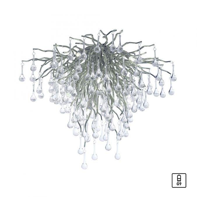 PN 8091-55 Stropní svítidlo ICICLE 9x G9 40W š.50cm stříbrná - PAUL NEUHAUS