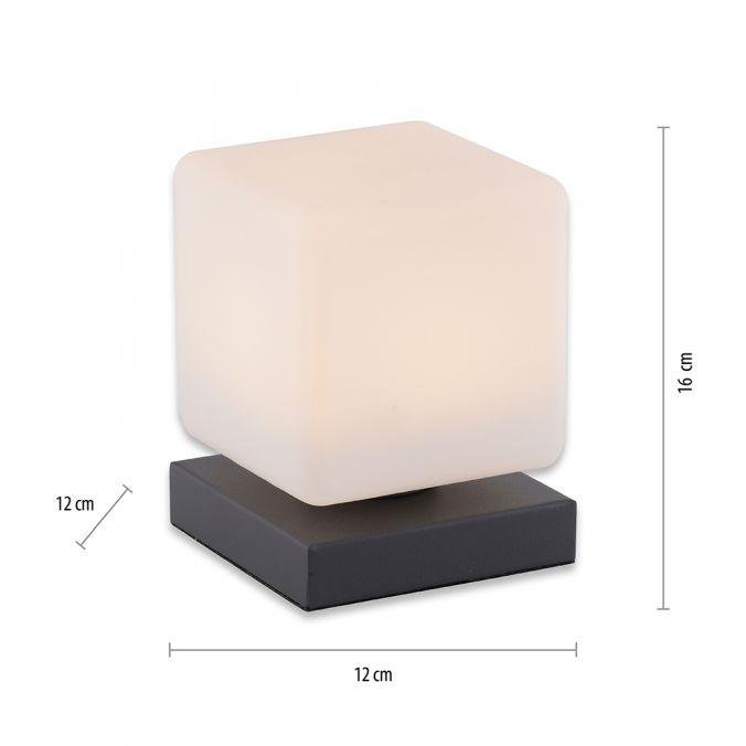PN 4036-13 DADOA LED stolní lampa, antracit, tvar kostky, dotykový stmívač, nadčasový design 3000K - PAUL NEUHAUS (obrázek 4)