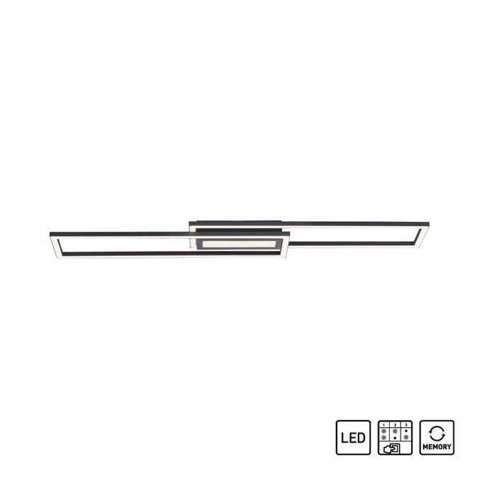 LD 14696-18 ASMIN LED stropní svítidlo 95x17,5cm, černá, ploché, paměťová funkce, jednoduchý panel 3000K - LEUCHTEN DIREKT / JUST LIGHT