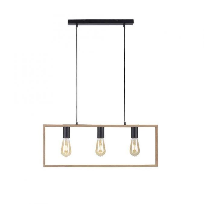 LD 15652-18 FRANKY LED závěsné svítidlo, černá, dřevěný rám, kov, 3 ramenné - LEUCHTEN DIREKT / JUST LIGHT
