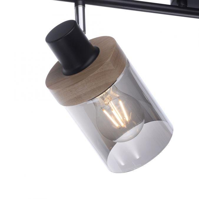 LD 11312-18 PASQUAL Stropní bodové svítidlo, kouřové sklo, dřevo, E27, 2-ramenné - LEUCHTEN DIREKT / JUST LIGHT (obrázek 3)