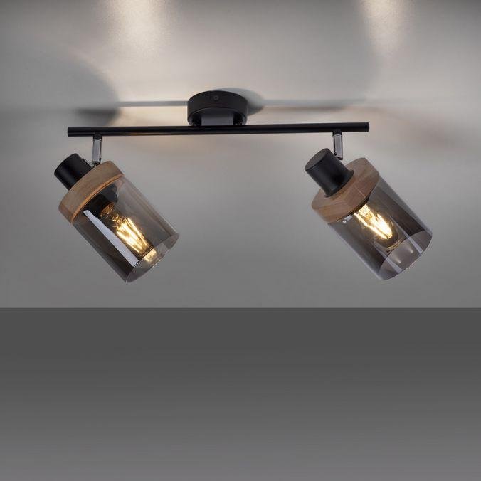 LD 11312-18 PASQUAL Stropní bodové svítidlo, kouřové sklo, dřevo, E27, 2-ramenné - LEUCHTEN DIREKT / JUST LIGHT (obrázek 4)