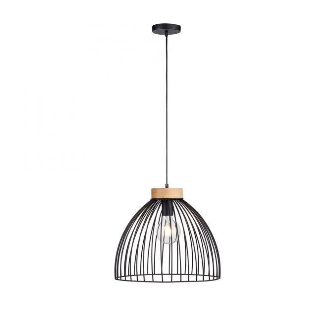 LD 11419-18 LAMI LED závěsné svítidlo 1 ramenné, dřevo, černá, kovové stínítko, industriální styl - LEUCHTEN DIREKT / JUST LIGHT