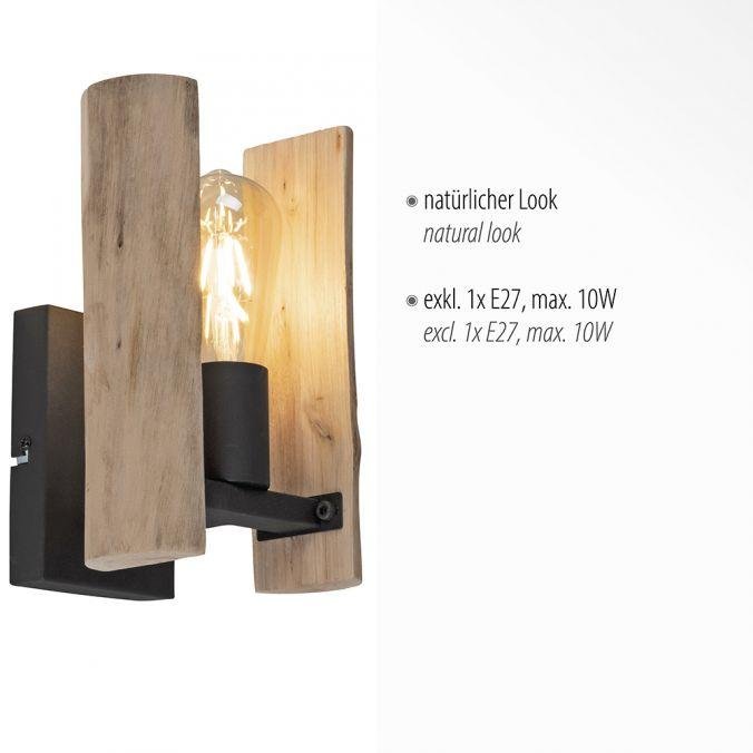 LD 15701-79 LOG LED nástěnné svítidlo, přírodní dřevo, rustikální, černá, 1 ramenné - LEUCHTEN DIREKT / JUST LIGHT (obrázek 3)