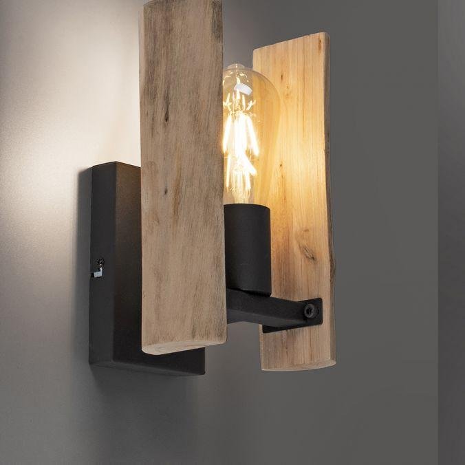 LD 15701-79 LOG LED nástěnné svítidlo, přírodní dřevo, rustikální, černá, 1 ramenné - LEUCHTEN DIREKT / JUST LIGHT (obrázek 4)