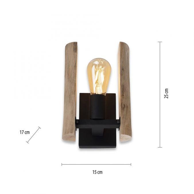 LD 15701-79 LOG LED nástěnné svítidlo, přírodní dřevo, rustikální, černá, 1 ramenné - LEUCHTEN DIREKT / JUST LIGHT (obrázek 6)