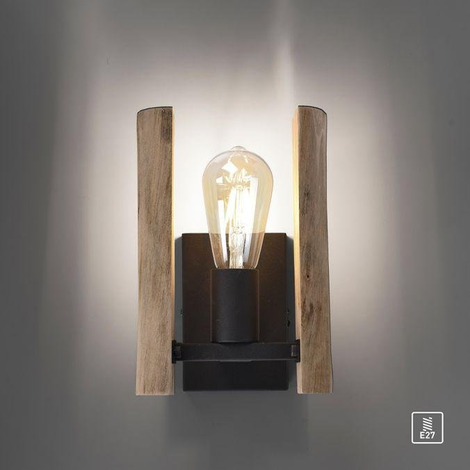 LD 15701-79 LOG LED nástěnné svítidlo, přírodní dřevo, rustikální, černá, 1 ramenné - LEUCHTEN DIREKT / JUST LIGHT (obrázek 7)