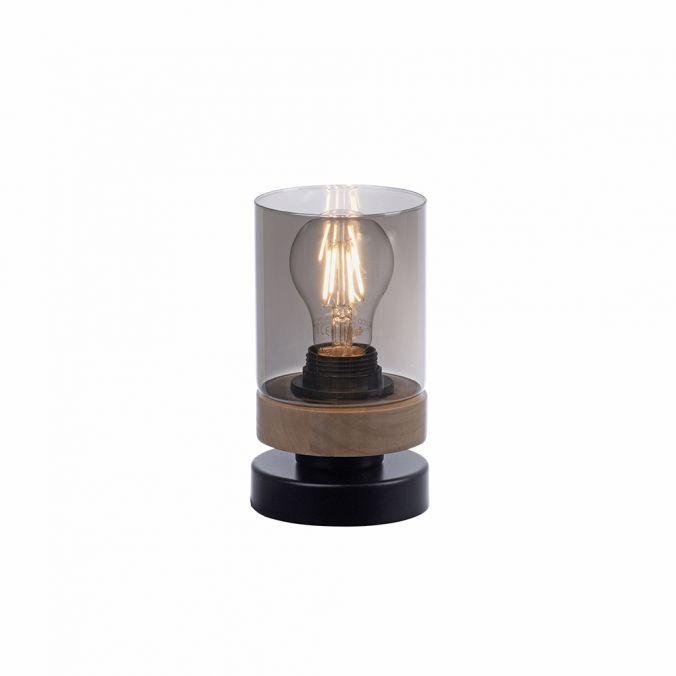 LD 11310-18 PASQUAL Stolní lampa, kouřové sklo, dřevo, E27 - LEUCHTEN DIREKT / JUST LIGHT