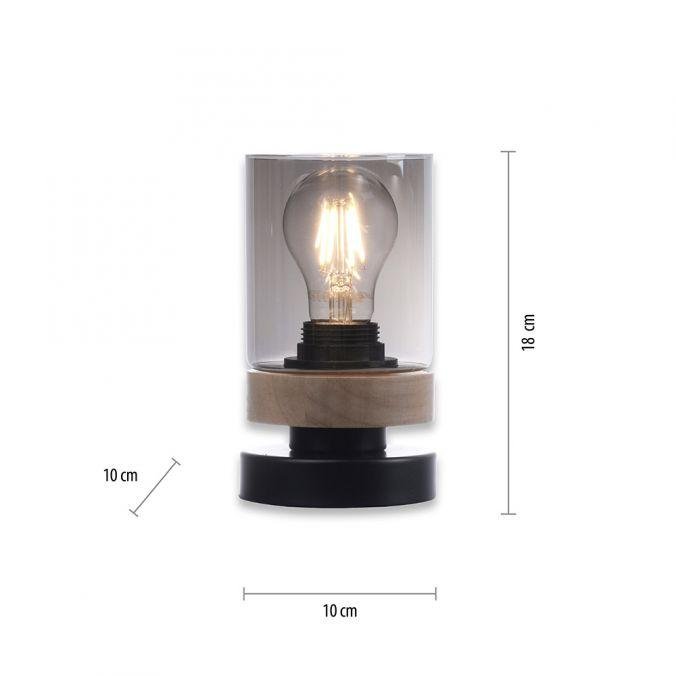 LD 11310-18 PASQUAL Stolní lampa, kouřové sklo, dřevo, E27 - LEUCHTEN DIREKT / JUST LIGHT (obrázek 5)
