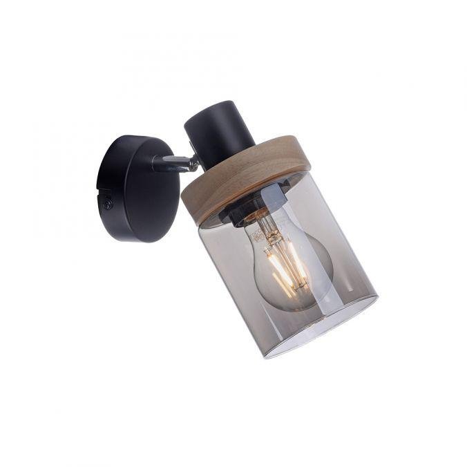 LD 11311-18 PASQUAL Nástěnné svítidlo, kouřové sklo, dřevo, E27 - LEUCHTEN DIREKT / JUST LIGHT