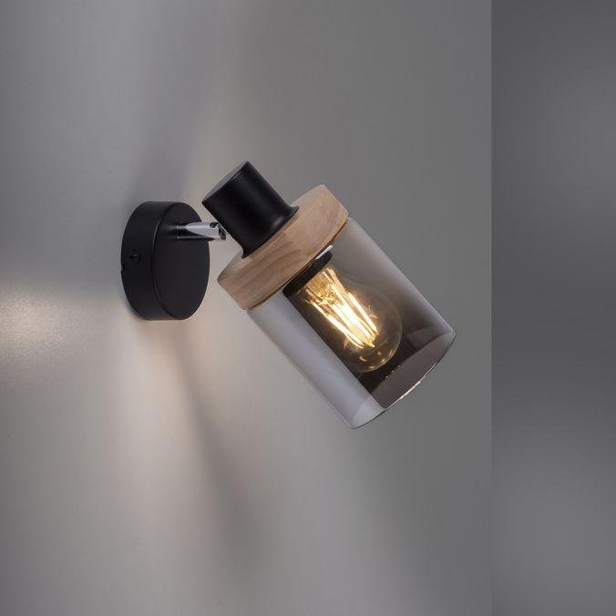 LD 11311-18 PASQUAL Nástěnné svítidlo, kouřové sklo, dřevo, E27 - LEUCHTEN DIREKT / JUST LIGHT (obrázek 4)