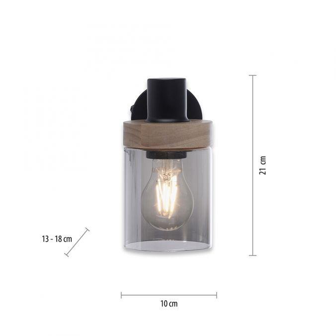 LD 11311-18 PASQUAL Nástěnné svítidlo, kouřové sklo, dřevo, E27 - LEUCHTEN DIREKT / JUST LIGHT (obrázek 5)