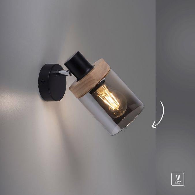 LD 11311-18 PASQUAL Nástěnné svítidlo, kouřové sklo, dřevo, E27 - LEUCHTEN DIREKT / JUST LIGHT (obrázek 6)