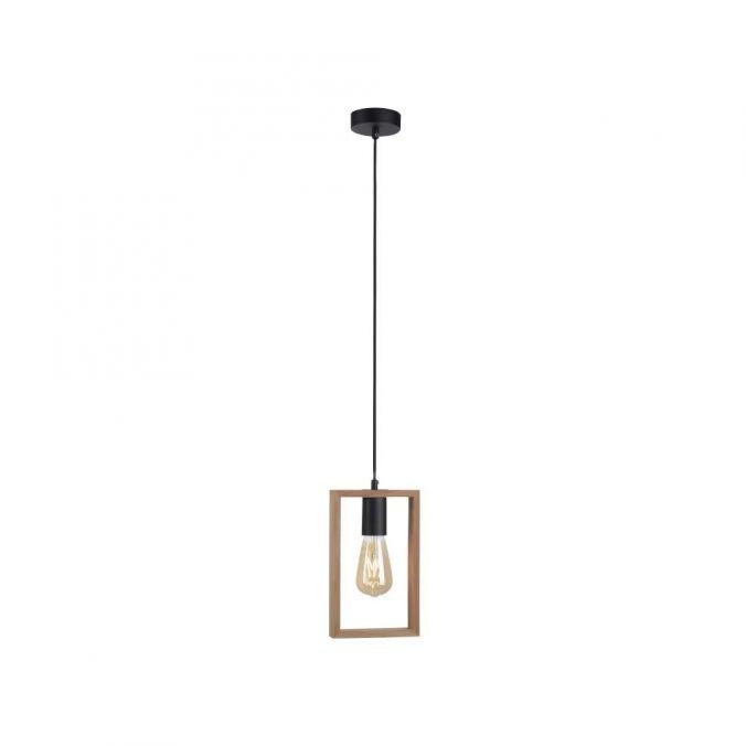 LD 15651-18 FRANKY LED závěsné svítidlo, černá, dřevěný rám, kov, 1 ramenné - LEUCHTEN DIREKT / JUST LIGHT