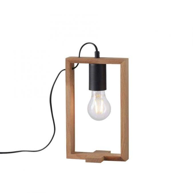 LD 15655-18 FRANKY LED stolní lampa, černá, dřevěný rám, šňůrový vypínač, kov - LEUCHTEN DIREKT / JUST LIGHT