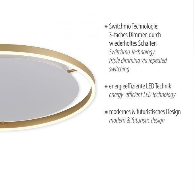 LD 15392-60 RITUS LED stropní svítidlo, matná mosaz, kruhové pr.60cm, stmívatelné, Switchmo, teplá bílá krokově stmívatelné 3000K - LEUCHTEN DIREKT / JUST LIGHT (obrázek 3)