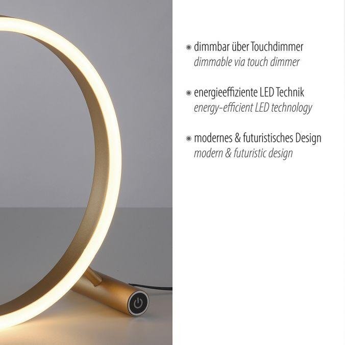 LD 15390-60 RITUS LED stolní lampa, matná mosaz, kruhová, pr.30cm, dotykový stmívač, Switchmo, teplá bílá 3000K - LEUCHTEN DIREKT / JUST LIGHT (obrázek 3)