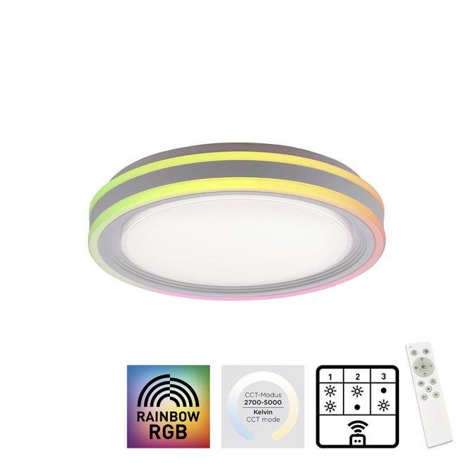 LD 15152-16 SPHERIC LED stropní svítidlo 40x40cm, kruhové, bílé, stmívatelné, hra světla, CCT LED panel RGB+2700-6500 - LEUCHTEN DIREKT / JUST LIGHT