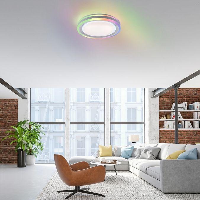 LD 15152-16 SPHERIC LED stropní svítidlo 40x40cm, kruhové, bílé, stmívatelné, hra světla, CCT LED panel RGB+2700-6500 - LEUCHTEN DIREKT / JUST LIGHT (obrázek 2)