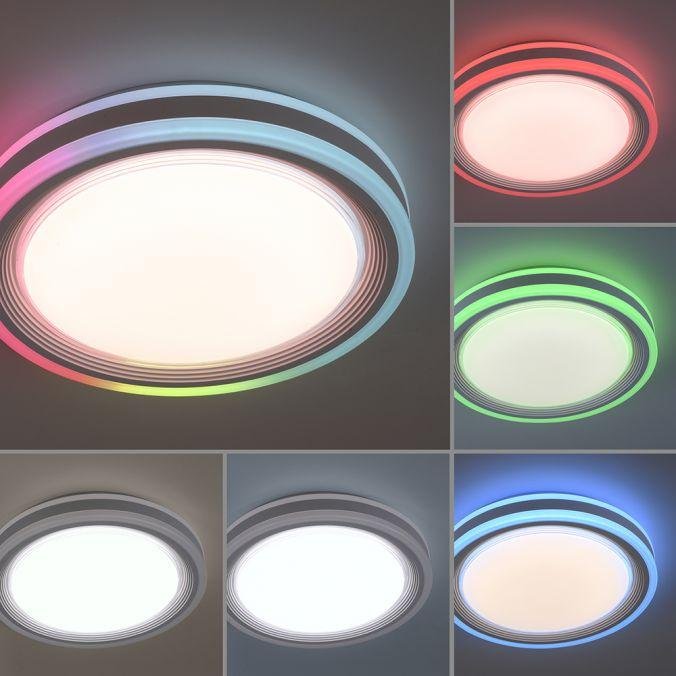 LD 15152-16 SPHERIC LED stropní svítidlo 40x40cm, kruhové, bílé, stmívatelné, hra světla, CCT LED panel RGB+2700-6500 - LEUCHTEN DIREKT / JUST LIGHT (obrázek 4)