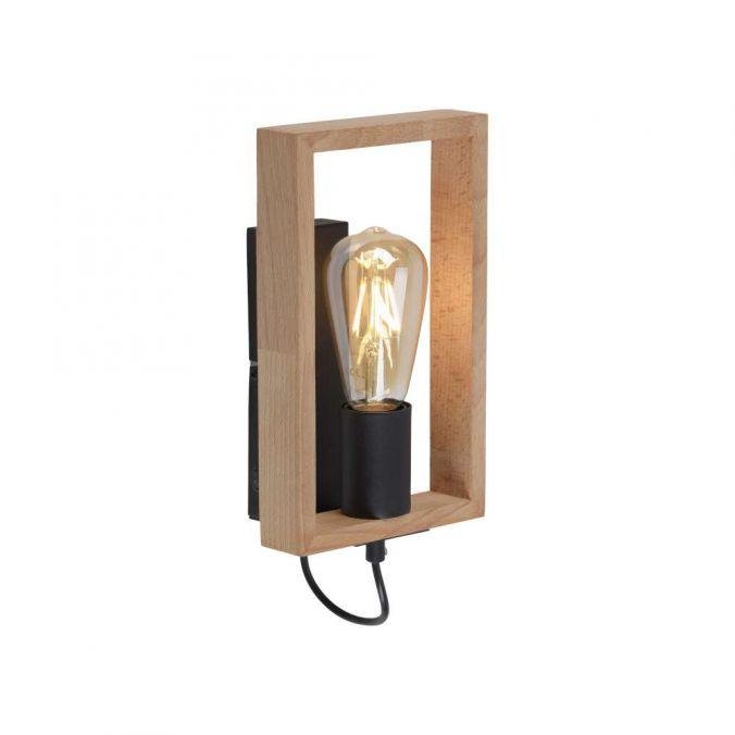 LD 15654-18 FRANKY LED nástěnné svítidlo, černá, dřevěný rám, kolébkový spínač, kov, 1 ramenné - LEUCHTEN DIREKT / JUST LIGHT