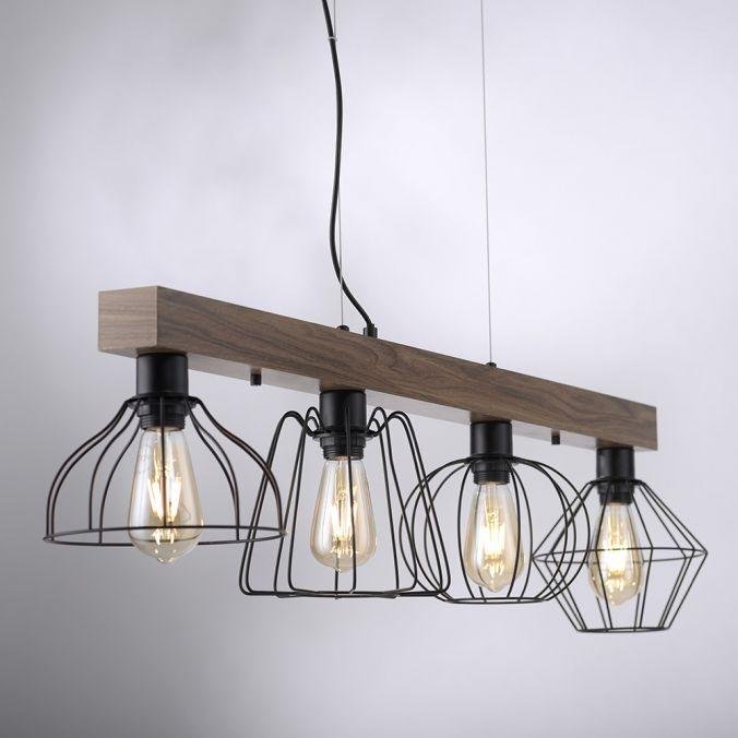 LD 15214-78 KASKA LED závěsné svítidlo, nastavitelná výška, 4 ramenné, dřevodekor, černá, kovové stínítko - LEUCHTEN DIREKT / JUST LIGHT (obrázek 3)