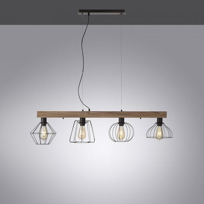 LD 15214-78 KASKA LED závěsné svítidlo, nastavitelná výška, 4 ramenné, dřevodekor, černá, kovové stínítko - LEUCHTEN DIREKT / JUST LIGHT (obrázek 4)
