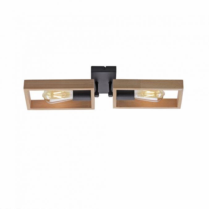LD 15657-18 FRANKY LED stropní svítidlo, černá, dřevěný rám, kov, 2 ramenné stropní svítidlo - LEUCHTEN DIREKT / JUST LIGHT