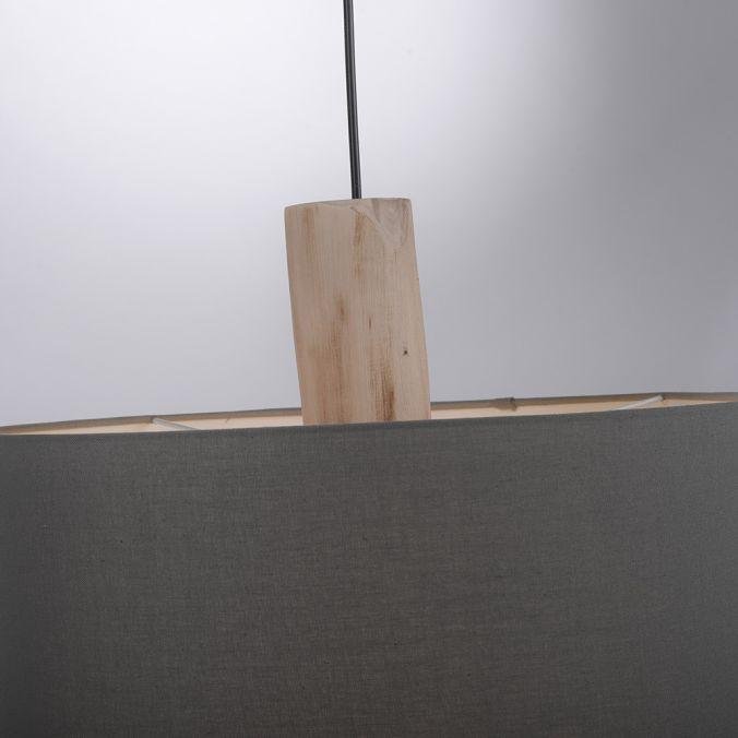 LD 15113-15 LINEN Závěsné svítidlo, tkanina, šedá, E27, dřevo, 2-ramenné - LEUCHTEN DIREKT / JUST LIGHT (obrázek 3)