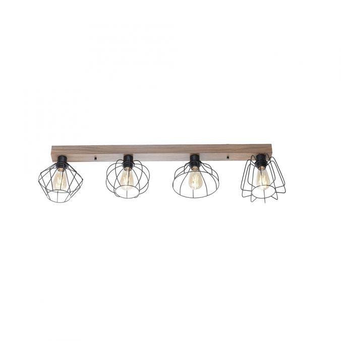 LD 15213-78 KASKA LED stropní svítidlo 4 ramenné, dřevodekor, černá, kovové stínítko, rustikální - LEUCHTEN DIREKT / JUST LIGHT