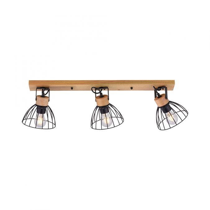 LD 11418-18 LAMI LED stropní svítidlo 3 ramenné, dřevo, černé kovové stínítko, otočné - LEUCHTEN DIREKT / JUST LIGHT