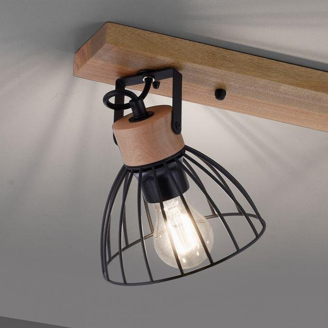 LD 11418-18 LAMI LED stropní svítidlo 3 ramenné, dřevo, černé kovové stínítko, otočné - LEUCHTEN DIREKT / JUST LIGHT (obrázek 4)