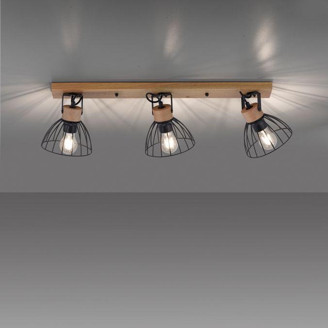LD 11418-18 LAMI LED stropní svítidlo 3 ramenné, dřevo, černé kovové stínítko, otočné - LEUCHTEN DIREKT / JUST LIGHT (obrázek 5)