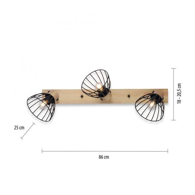 LD 11418-18 LAMI LED stropní svítidlo 3 ramenné, dřevo, černé kovové stínítko, otočné - LEUCHTEN DIREKT / JUST LIGHT (obrázek 6)
