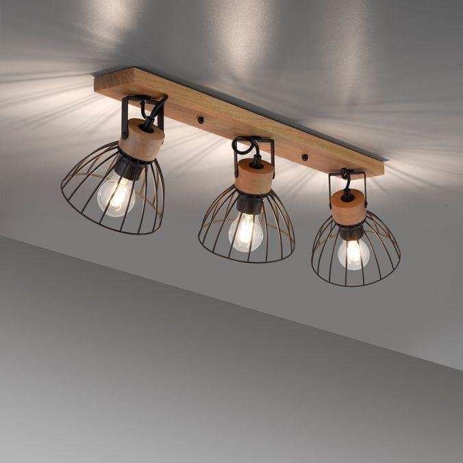 LD 11418-18 LAMI LED stropní svítidlo 3 ramenné, dřevo, černé kovové stínítko, otočné - LEUCHTEN DIREKT / JUST LIGHT (obrázek 7)