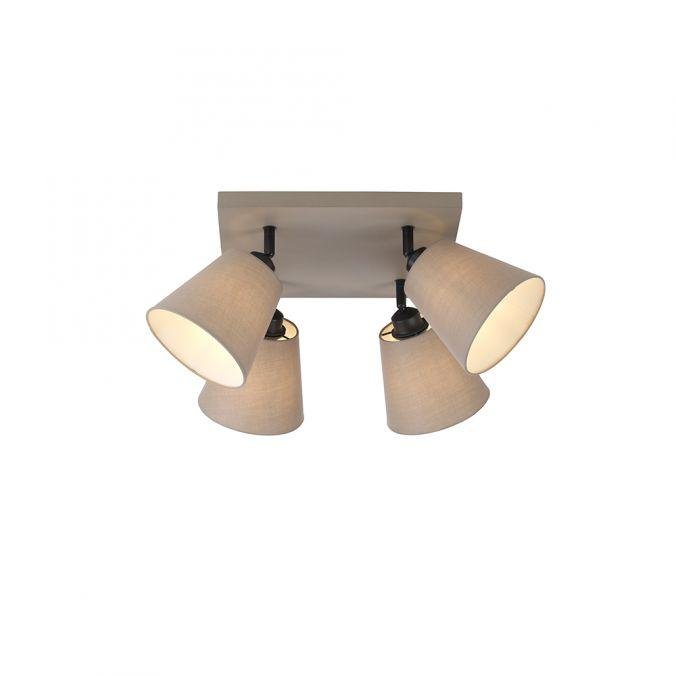 LD 11903-29 RIALA LED stropní svítidlo 4 ramenné, hranaté, taube, otočné, látkové stínidlo - LEUCHTEN DIREKT / JUST LIGHT