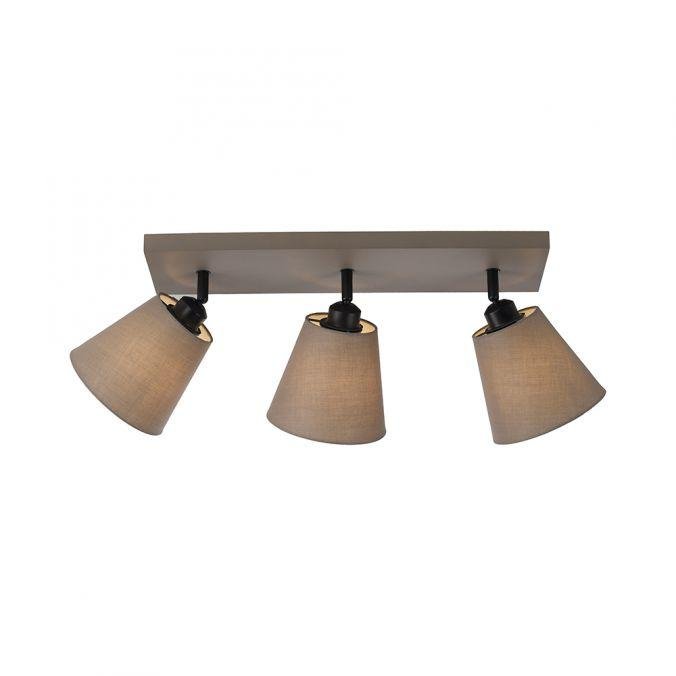 LD 11902-29 RIALA LED stropní svítidlo 3 ramenné, hranaté, taube, otočné, látkové stínidlo - LEUCHTEN DIREKT / JUST LIGHT